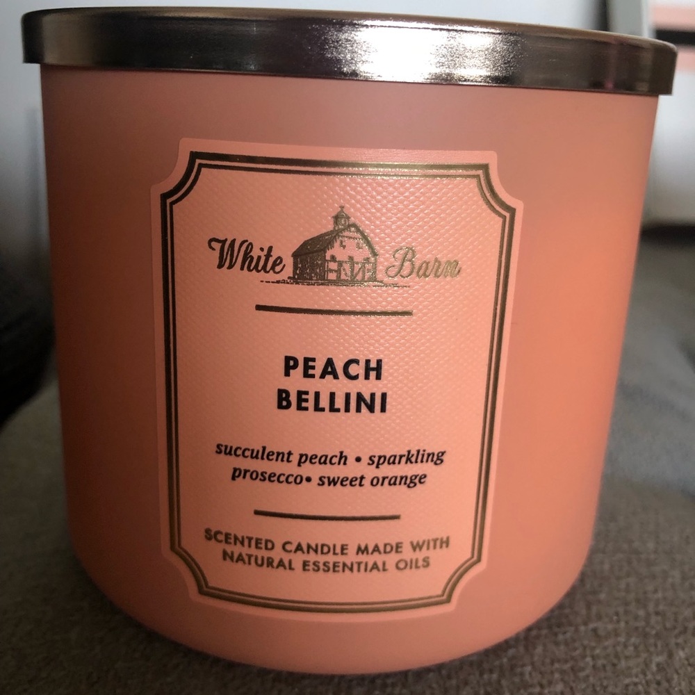 Bath and Body Works Peach Bellini 3 wick candle.